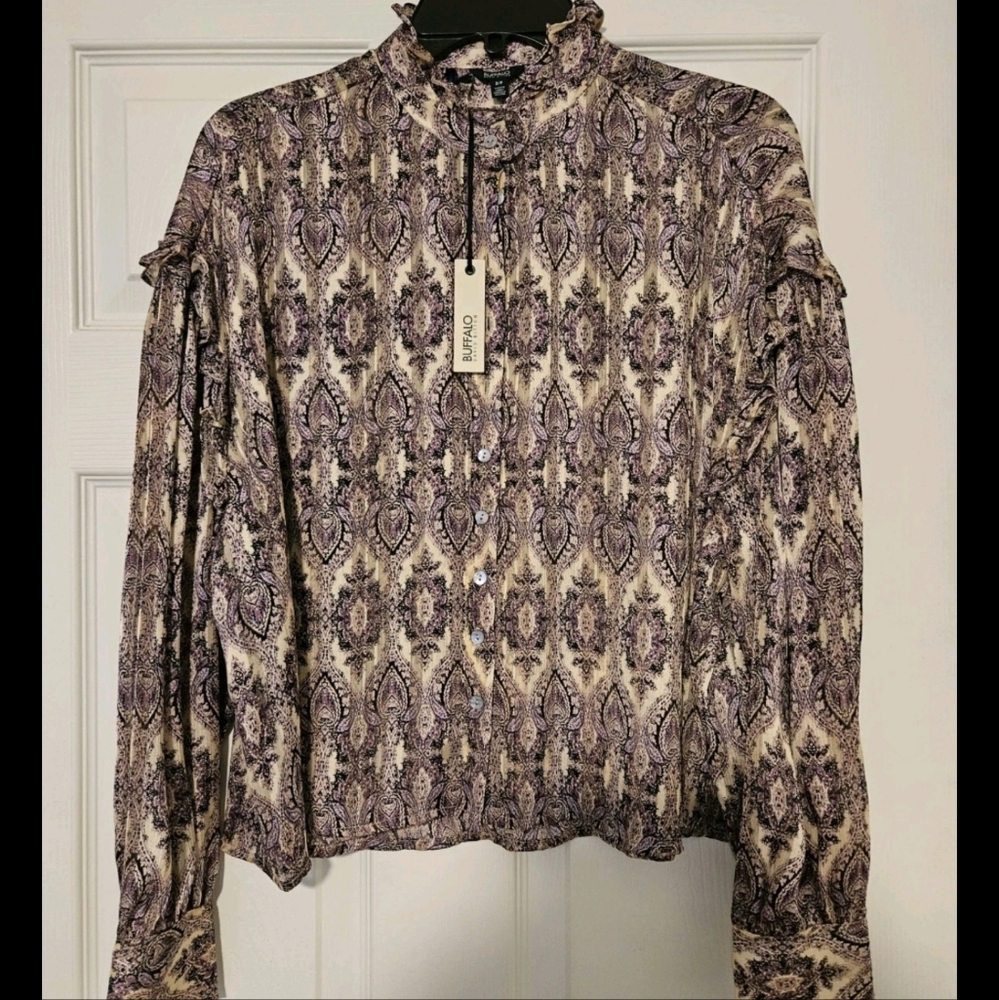 David Bitton Purple Buffalo Blouse-Size S